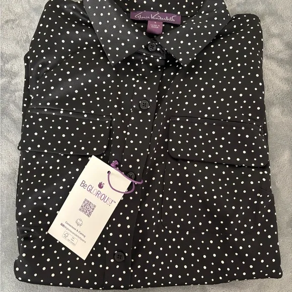 Gloria Vanderbilt Black and White Polka Dot women’s Shirt. - Picture 16 of 16